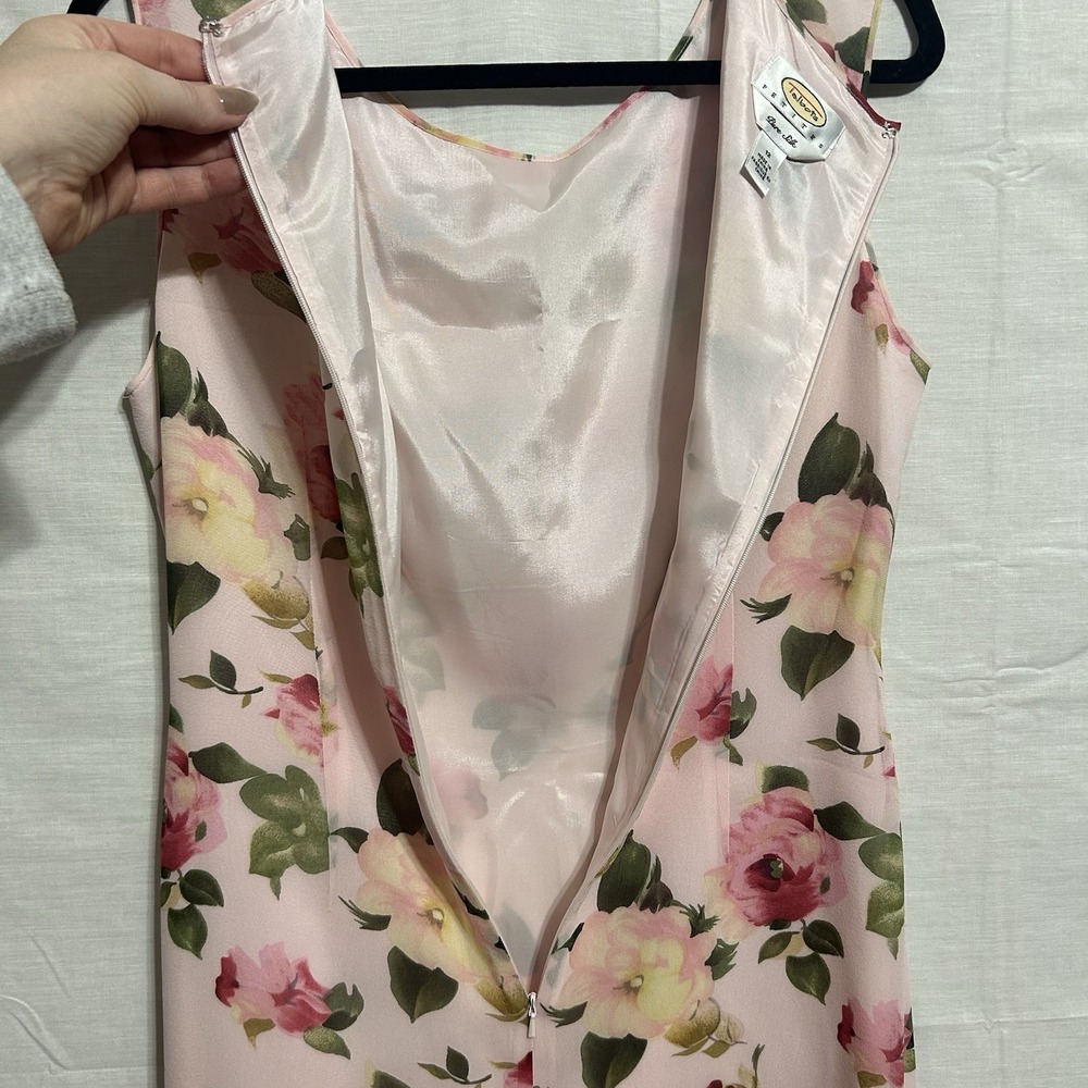 Talbots Vintage Pure Silk Sheath Dress‎ Size 12 Sleeveless Pink Floral Lined - Picture 10 of 10